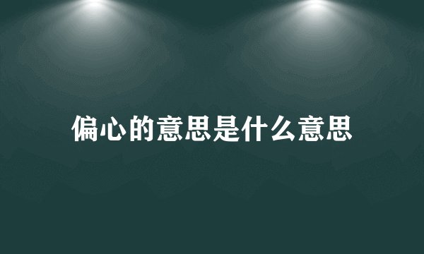 偏心的意思是什么意思