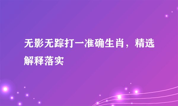 无影无踪打一准确生肖，精选解释落实