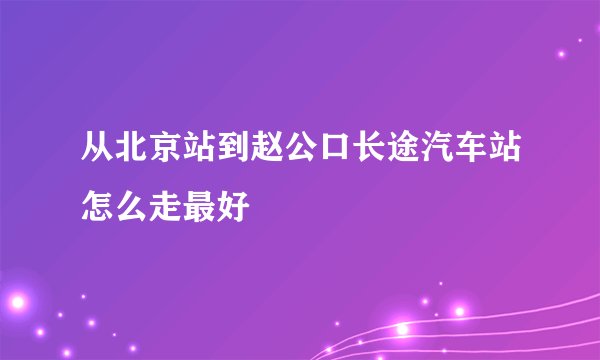 从北京站到赵公口长途汽车站怎么走最好