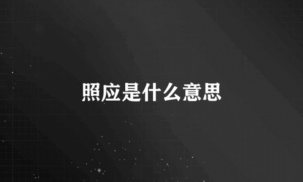 照应是什么意思
