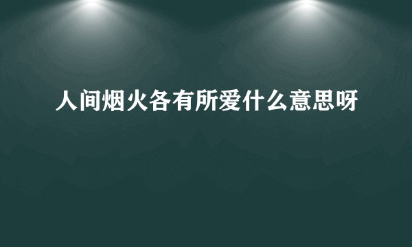 人间烟火各有所爱什么意思呀