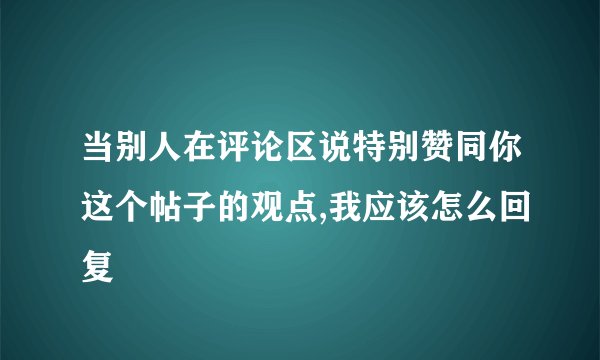 当别人在评论区说特别赞同你这个帖子的观点,我应该怎么回复