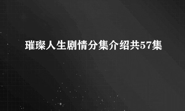 璀璨人生剧情分集介绍共57集