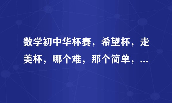 数学初中华杯赛，希望杯，走美杯，哪个难，那个简单，速度，急呀！