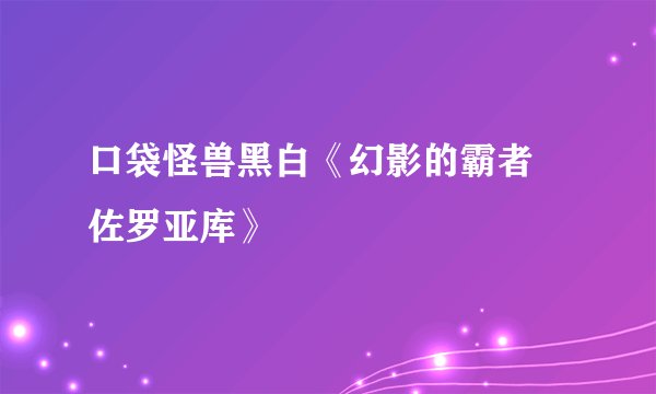 口袋怪兽黑白《幻影的霸者 佐罗亚库》