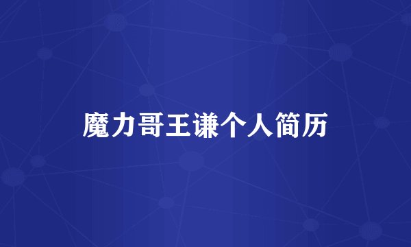 魔力哥王谦个人简历