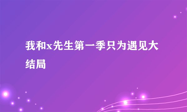 我和x先生第一季只为遇见大结局