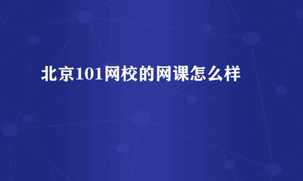 北京101网校的网课怎么样