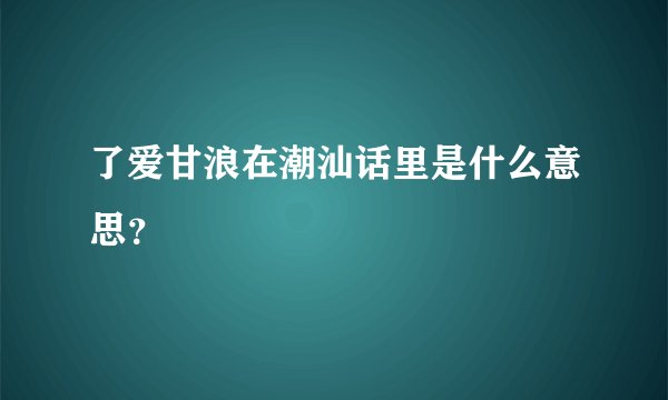 了爱甘浪在潮汕话里是什么意思？