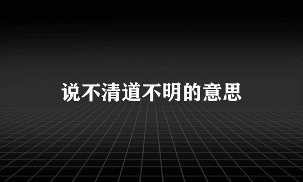 说不清道不明的意思