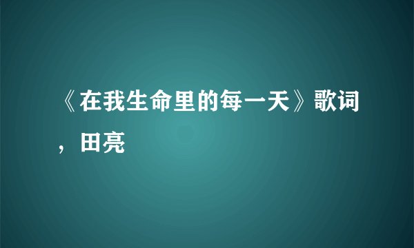 《在我生命里的每一天》歌词，田亮