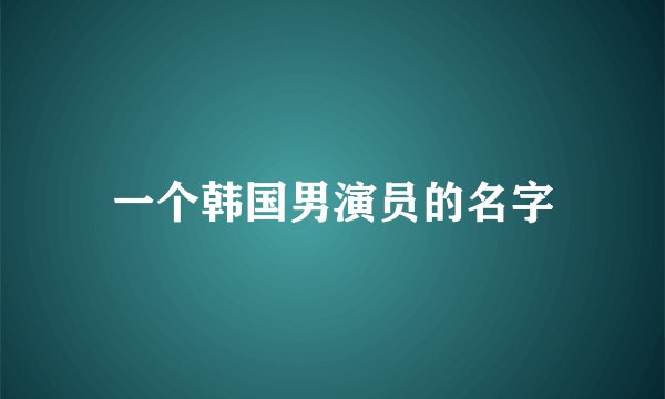 一个韩国男演员的名字