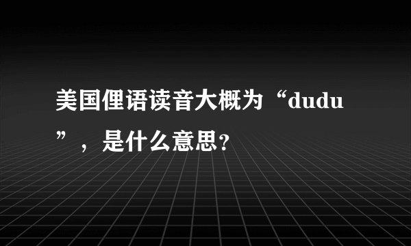 美国俚语读音大概为“dudu”，是什么意思？
