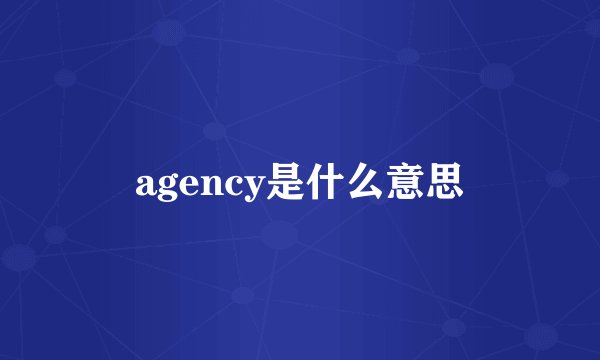 agency是什么意思