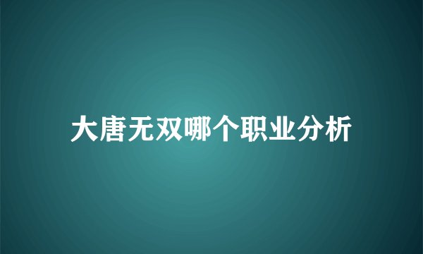 大唐无双哪个职业分析