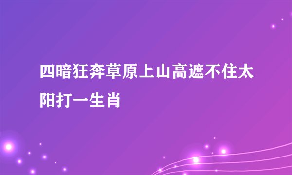 四暗狂奔草原上山高遮不住太阳打一生肖