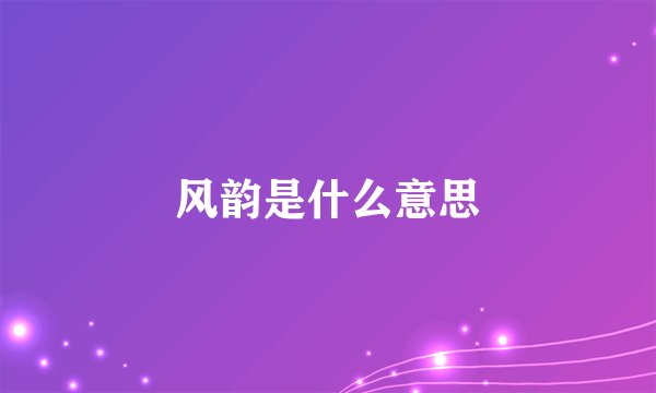 风韵是什么意思