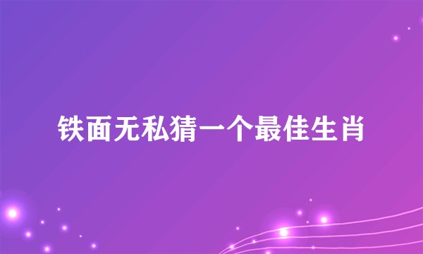铁面无私猜一个最佳生肖