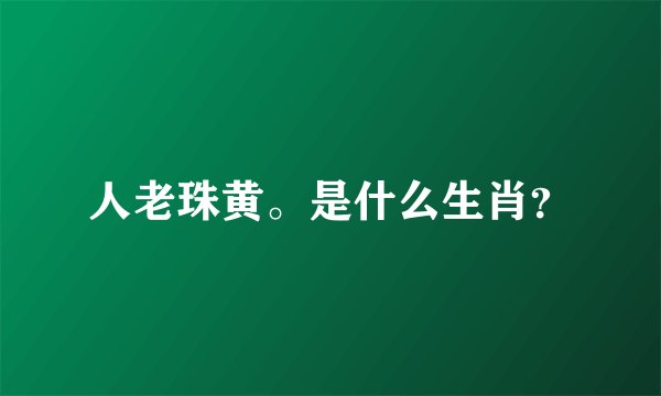人老珠黄。是什么生肖？