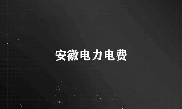 安徽电力电费
