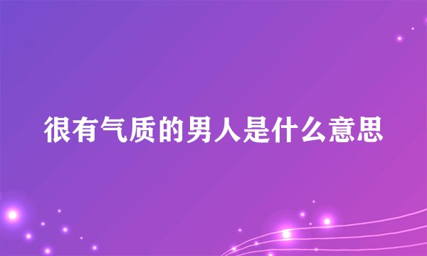 很有气质的男人是什么意思