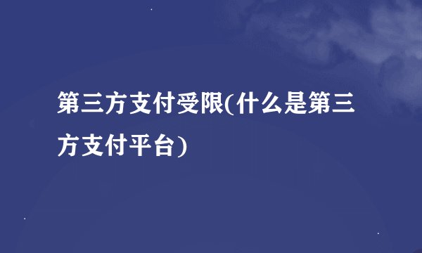 第三方支付受限(什么是第三方支付平台)
