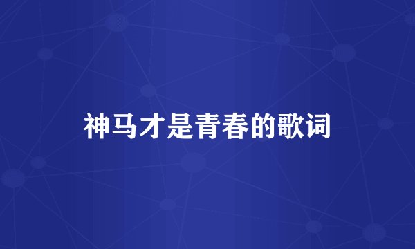 神马才是青春的歌词