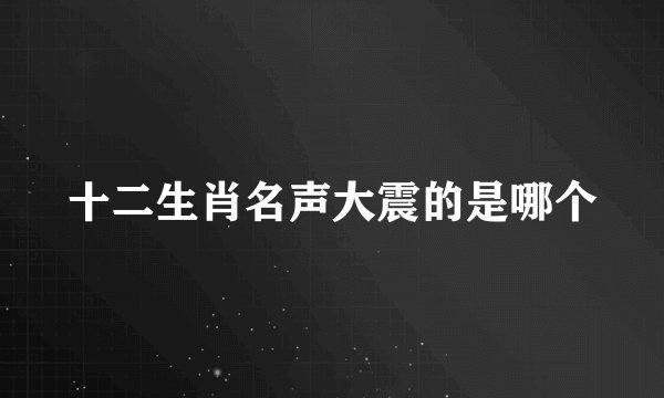十二生肖名声大震的是哪个