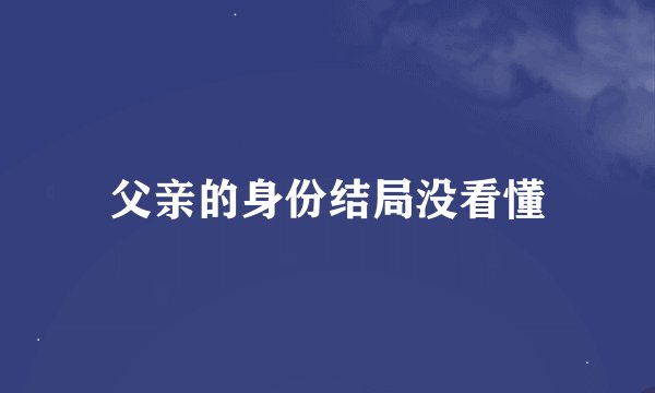 父亲的身份结局没看懂
