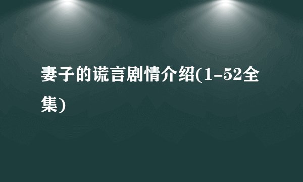 妻子的谎言剧情介绍(1-52全集)