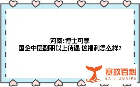 河南:博士可享国企中层副职以上待遇 这福利怎么样？