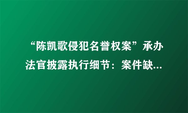“陈凯歌侵犯名誉权案”承办法官披露执行细节：案件缺席判决，致歉信审核未通过