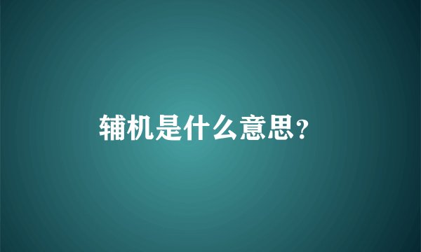 辅机是什么意思？