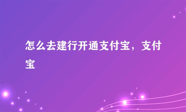 怎么去建行开通支付宝，支付宝