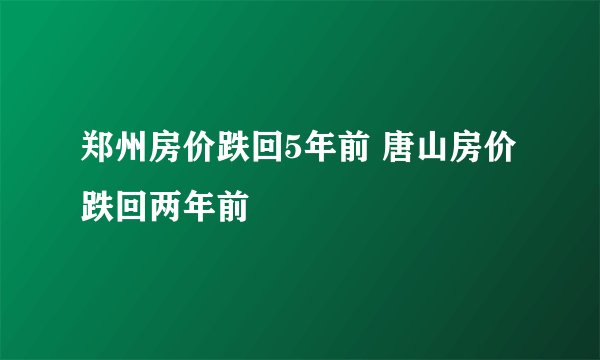 郑州房价跌回5年前 唐山房价跌回两年前