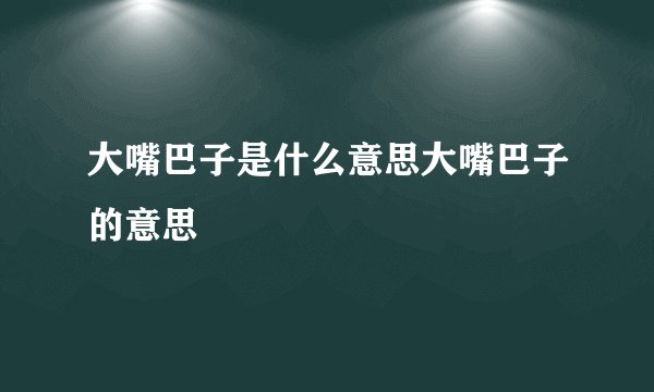 大嘴巴子是什么意思大嘴巴子的意思