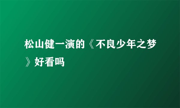 松山健一演的《不良少年之梦》好看吗