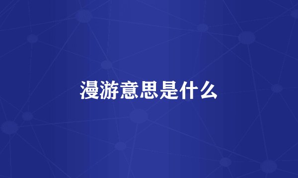 漫游意思是什么