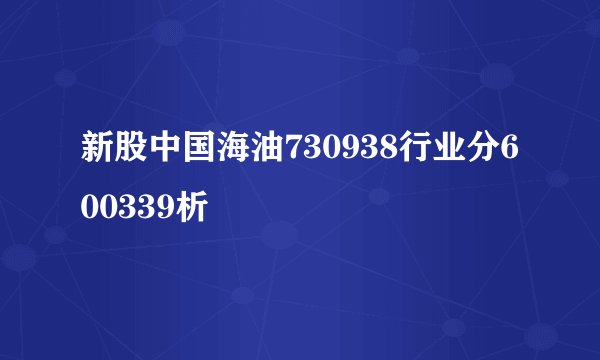 新股中国海油730938行业分600339析