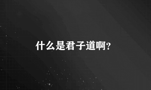 什么是君子道啊？