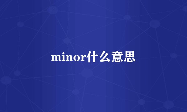 minor什么意思