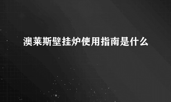 澳莱斯壁挂炉使用指南是什么