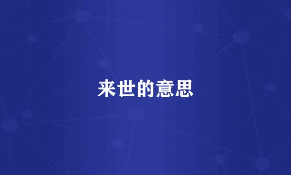 来世的意思