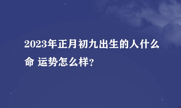 2023年正月初九出生的人什么命 运势怎么样？