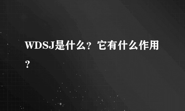 WDSJ是什么？它有什么作用？