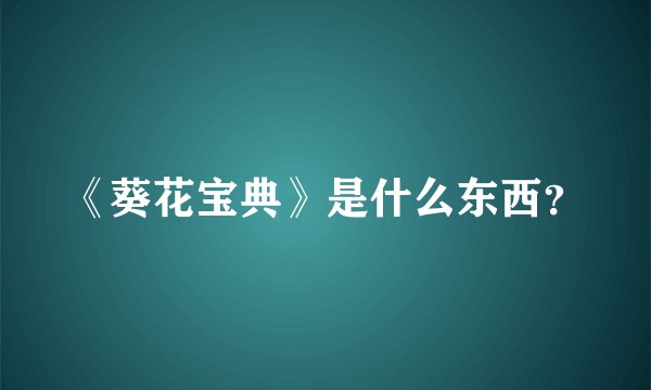 《葵花宝典》是什么东西？