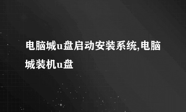 电脑城u盘启动安装系统,电脑城装机u盘