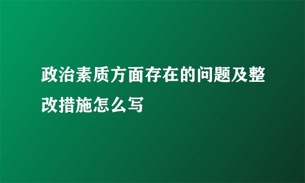 政治素质方面存在的问题及整改措施怎么写