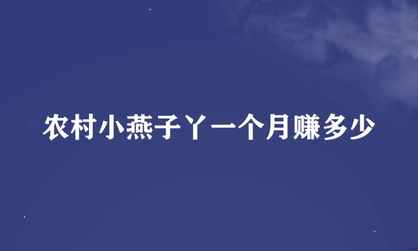 农村小燕子丫一个月赚多少