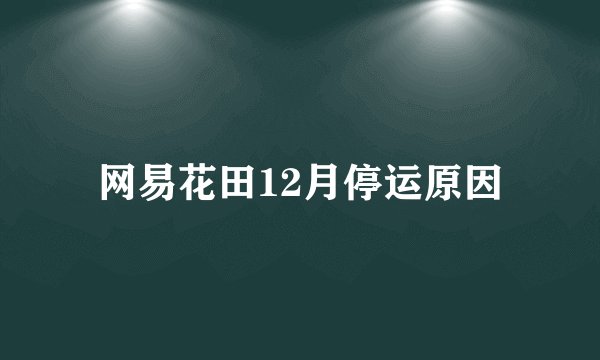 网易花田12月停运原因